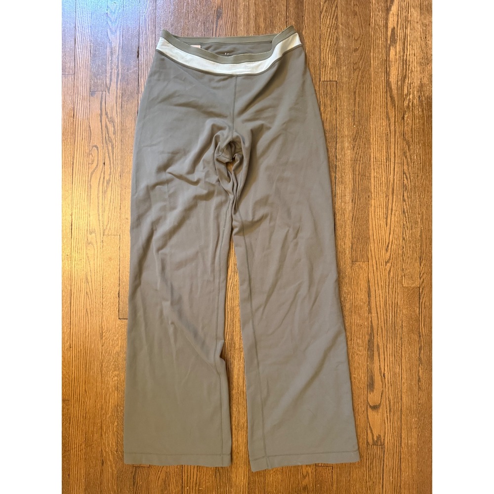 Lululemon Wide Leg Yoga Pants Olive Green Gray Waistband Women Size 4-6